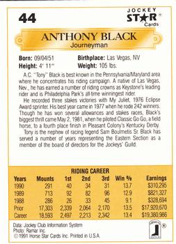 1991 Jockey Star Jockeys #44 Anthony Black Back